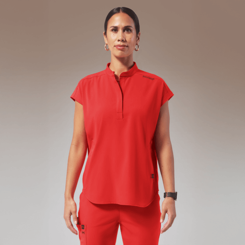 Hypothesis (RED) Meta Oversized Women's 2-Pocket STRETCH Dolman Sleeve Scrub Top