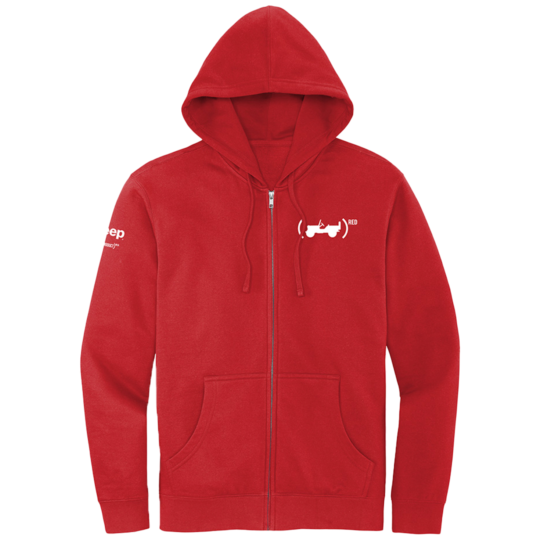 (JEEP®)RED Full Zip Fleece Hoodie RED