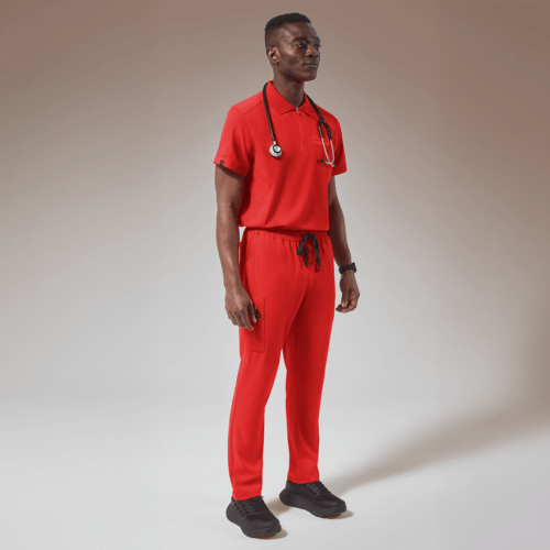 Hypothesis (RED) Men's 8-Pocket STRETCH Straight Leg Cargo Scrub Pant