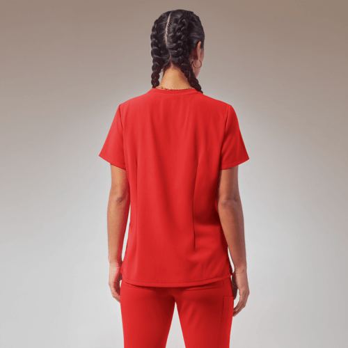 Hypothesis (RED) Base Women's 1-Pocket STRETCH Crew Neck Tuck-In Scrub Top